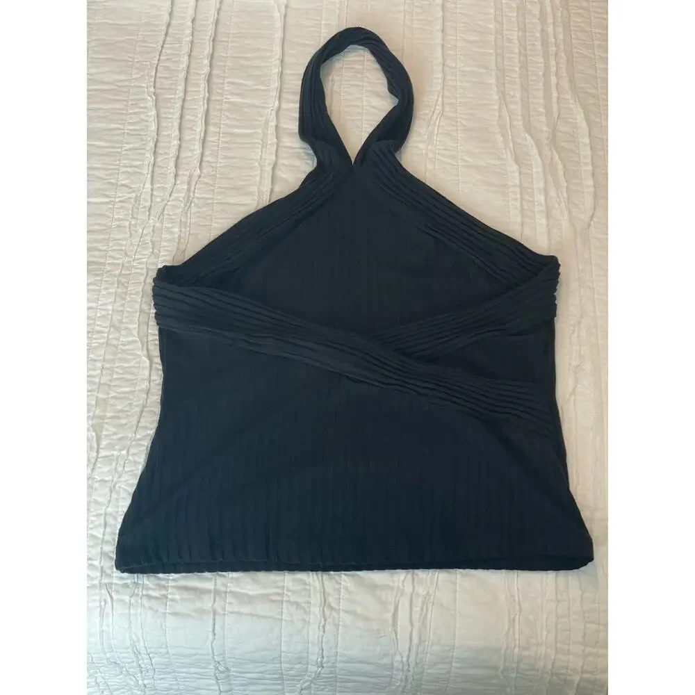 Anthropologie black knit ribbed  halter top Medium - Picture 5 of 9